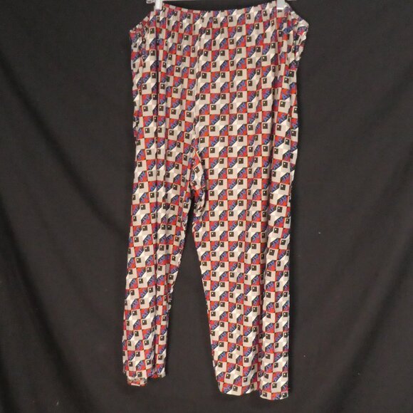 Handmade "AF" and Geometric Print Elastic Lounge / Pajama Pants | 18.5 waist - Picture 9 of 16